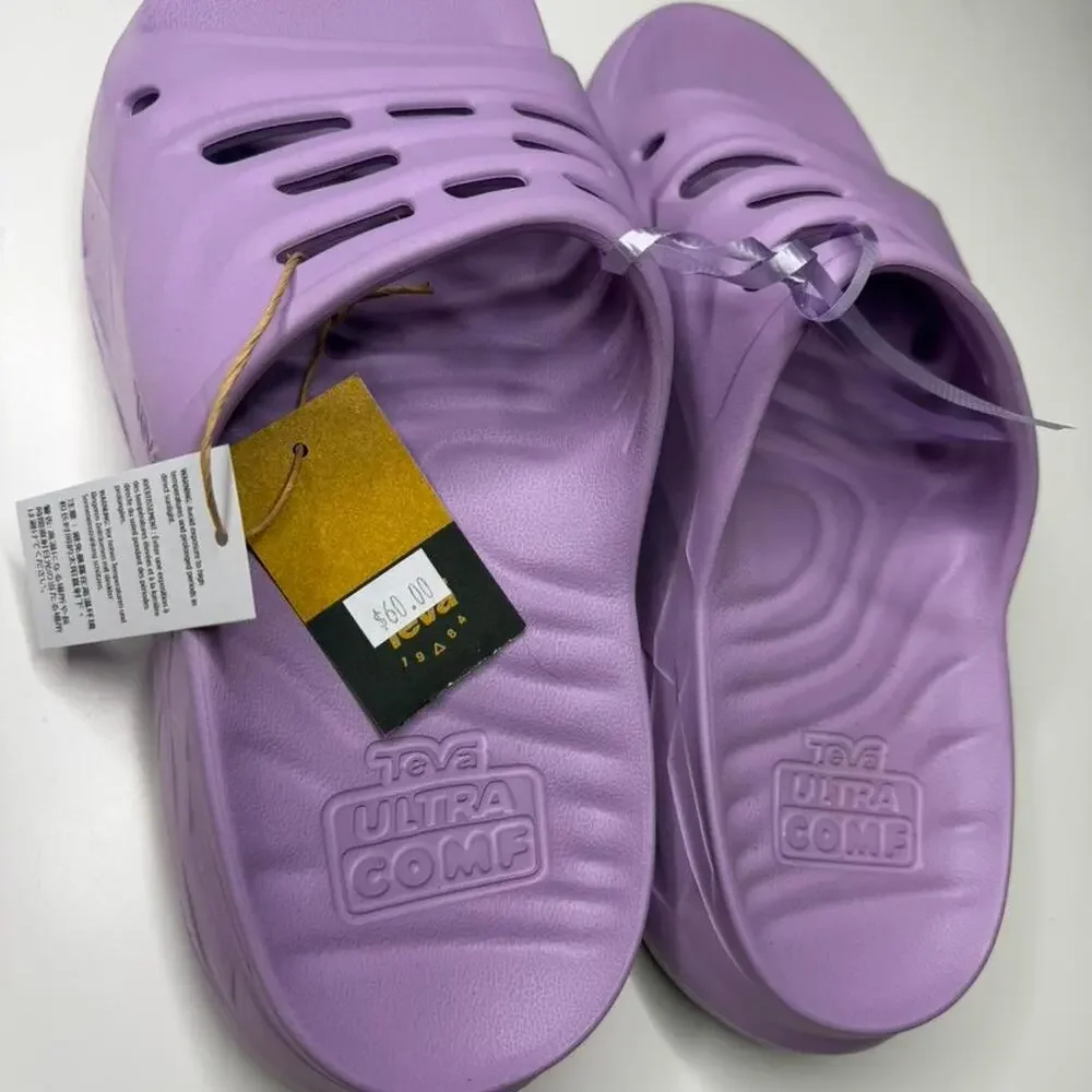 Teva Ultra Comf Apretrail Slides Lavender Purple Recovery Sandals Women’s NWT